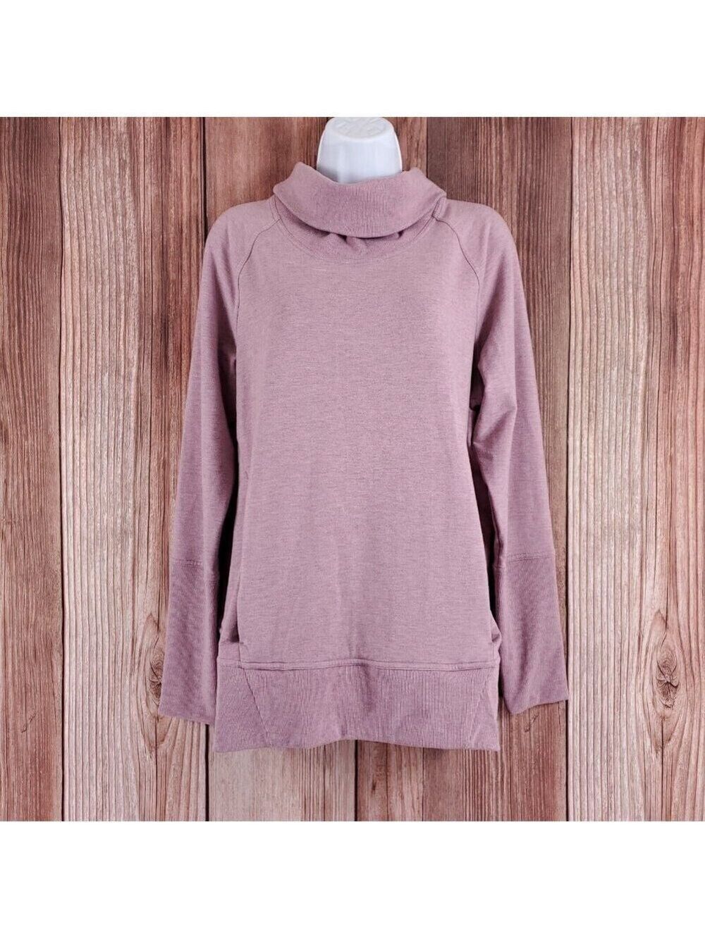 Lululemon Womens Size 10 High Lines Pullover Heathered Vintage Mauve Cowl Neck